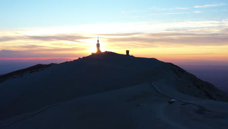 Aerial-sunset-over-the-Mont-Ventoux-storm-pass-The-Bald-Mountain-windy-area